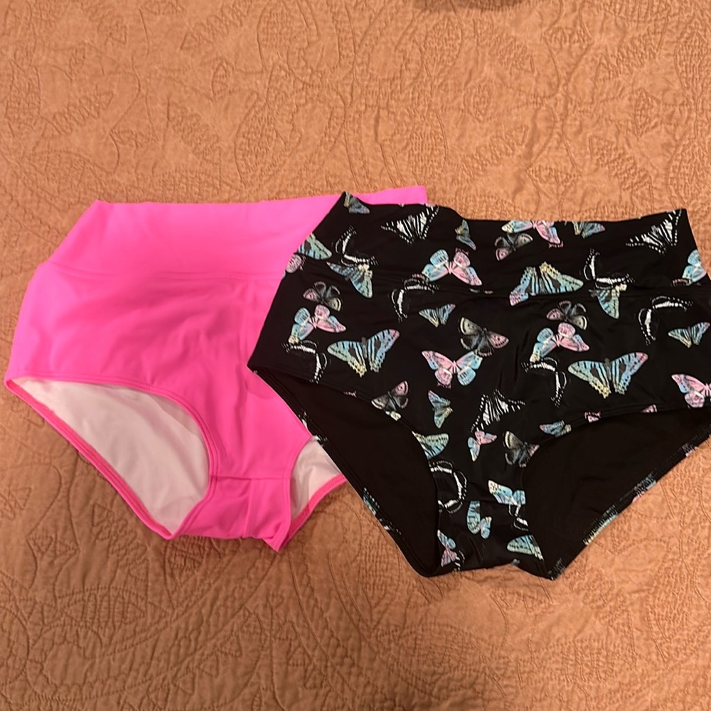 Victoria’s Secret Pink size Large high waisted bathing suit bottoms.